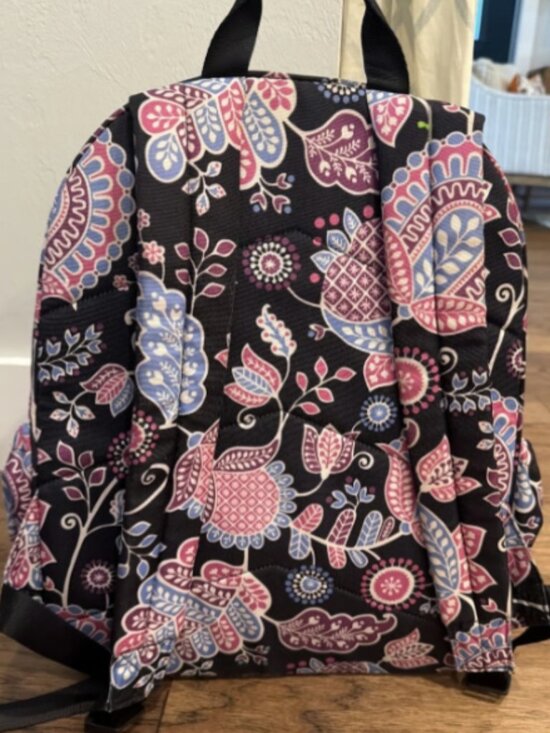 Vera bradley backpack large in alpine floral purple blue print minor damage